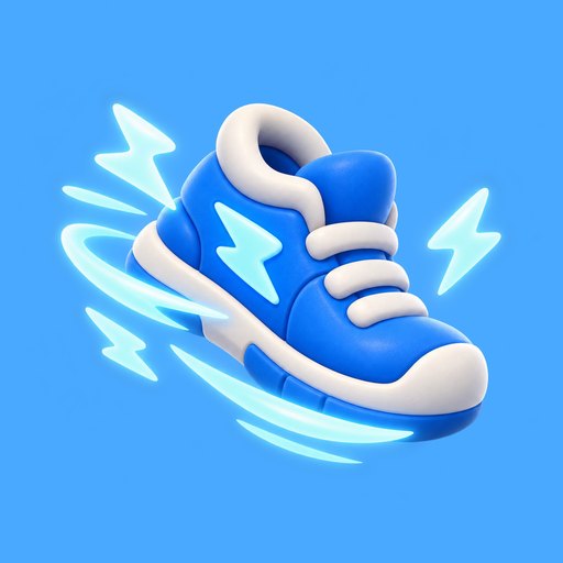 青い背景に、ダッシュのアイテム